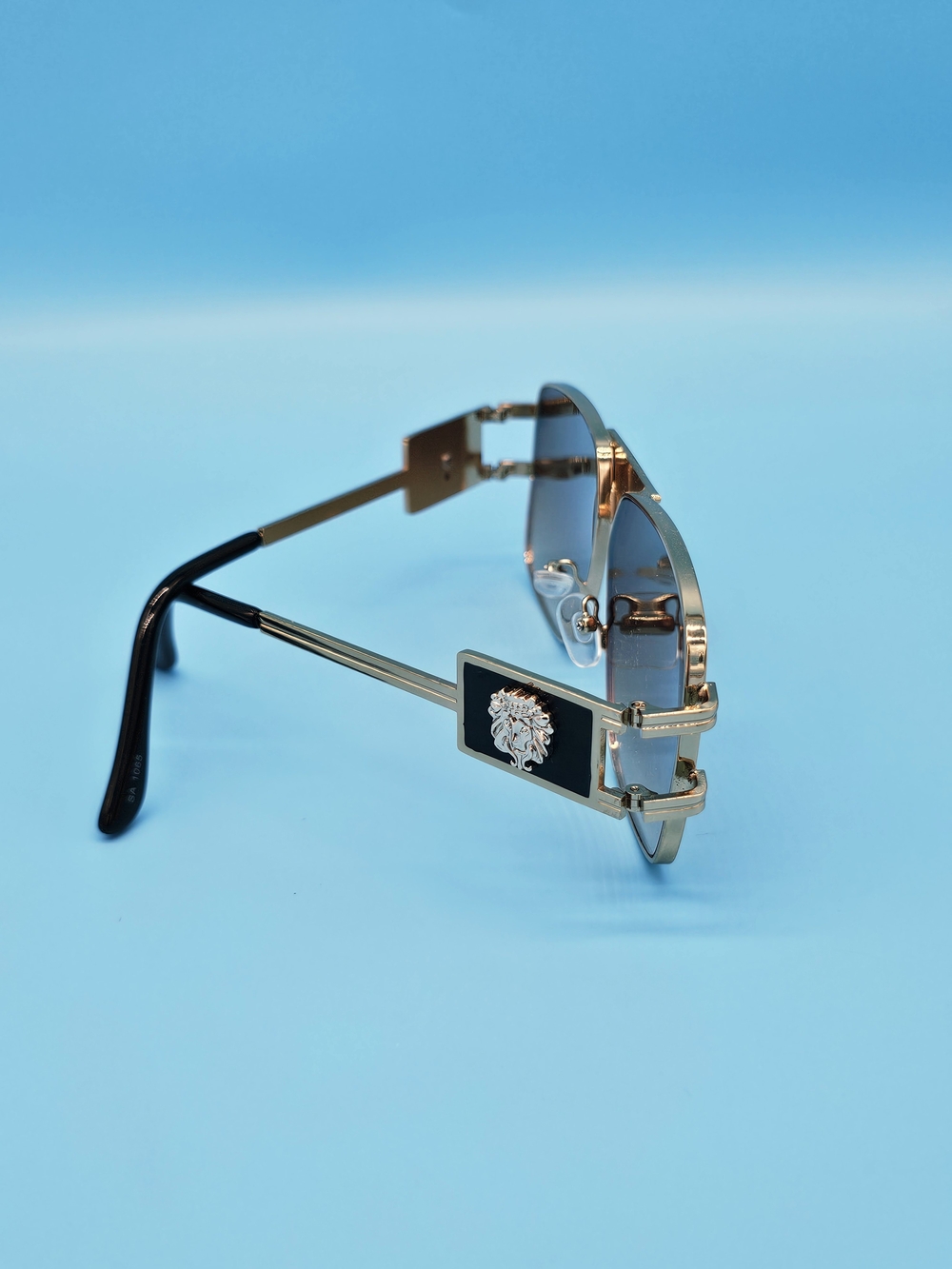 Gold Metal Rim Sunglasses with Black Temple Accent